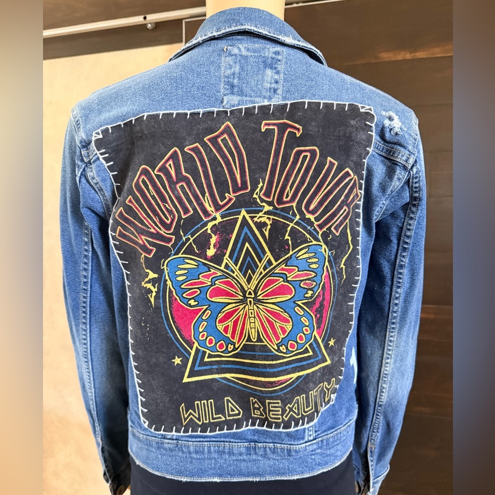 Upcycled So Wild Beauty World Tour Distressed Denim Size S
